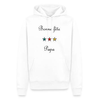 BONNE FÊTE PAPA. PAPA. FÊTE DES PÈRES. BONNE FÊTE - Sweat à capuche Premium bio Homme - blanc - Devant - Nico (187cm)