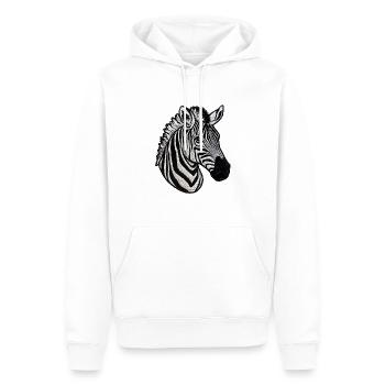 Zebra Kopf – Stickerei Look Tierdesign - Männer Premium Bio Hoodie - Weiß - Vorne - Nico (187cm)