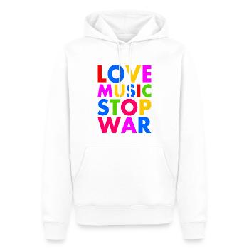 Love music stop war - Männer Premium Bio Hoodie - Weiß - Vorne - Nico (187cm)