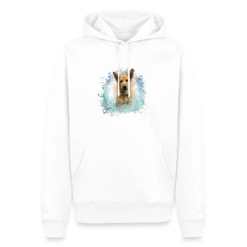 Canaan, chien, graffiti, beige, peinture, bleu - Sweat à capuche Premium bio Homme - blanc - Devant - Nico (187cm)
