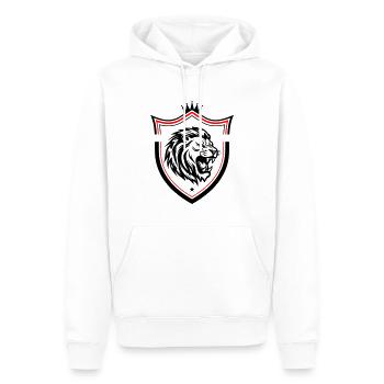 Löwe Symbol Kopf Schild - Männer Premium Bio Hoodie - Weiß - Vorne - Nico (187cm)
