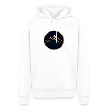 Randonneur, promenade en montagne, logo rond - Sweat à capuche Premium bio Homme - blanc - Devant - Nico (187cm)