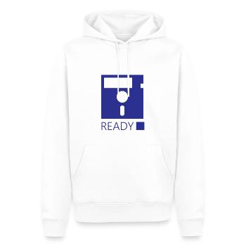 Disk - Männer Premium Bio Hoodie - Weiß - Vorne - Nico (187cm)