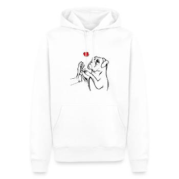 Boxer Chien - Sweat à capuche Premium bio Homme - blanc - Devant - Nico (187cm)
