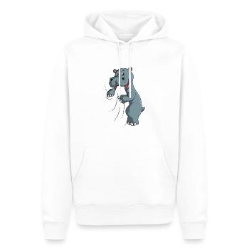 Nilpferd - Männer Premium Bio Hoodie - Weiß - Vorne - Nico (187cm)