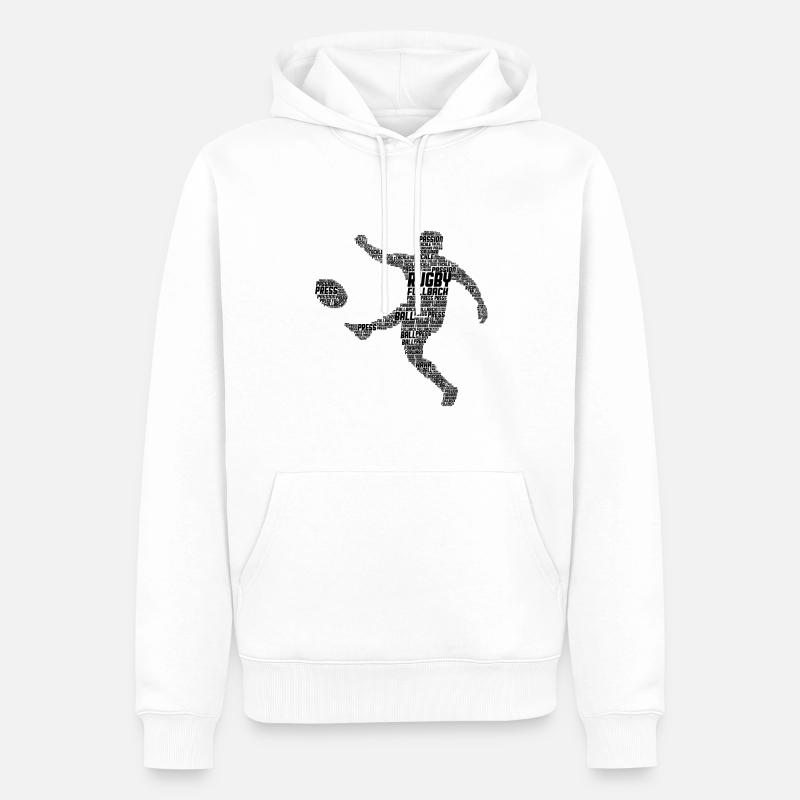 Rugby - Sweat à capuche Premium bio Homme - blanc