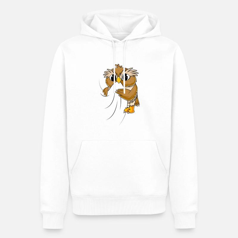 Eule - Männer Premium Bio Hoodie - Weiß