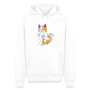 Félin - Sweat à capuche Premium bio Homme - blanc - Devant - Nico (187cm)