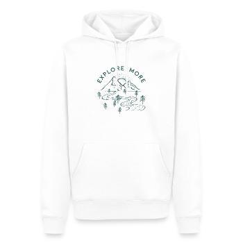 Explore more - Men’s Premium Organic Hoodie - white - Front - Nico (187cm)