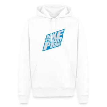 make yourself proud Zitat - Männer Premium Bio Hoodie - Weiß - Vorne - Nico (187cm)