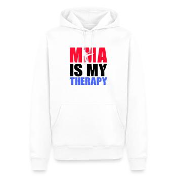 mma therapy - Männer Premium Bio Hoodie - Weiß - Vorne - Nico (187cm)