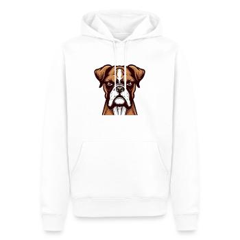 BOXERHUND ZEICHNUNG - Männer Premium Bio Hoodie - Weiß - Vorne - Nico (187cm)