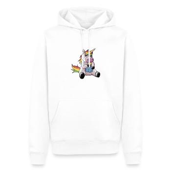 Licorne Fluffy - Sweat à capuche Premium bio Homme - blanc - Devant - Nico (187cm)