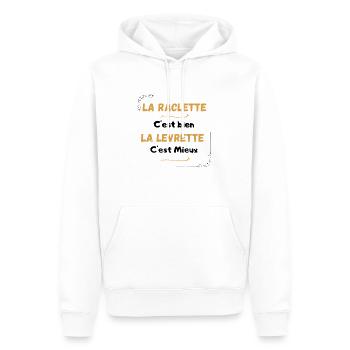 La Raclette C'est Bien La Levrette C'est Mieux - Sweat à capuche Premium bio Homme - blanc - Devant - Nico (187cm)