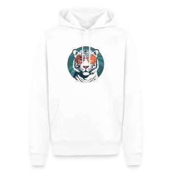 Tiger with sunglasses, Cat, Predator - Men’s Premium Organic Hoodie - white - Front - Nico (187cm)