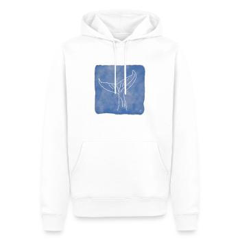 "Walflosse", Boho Line Art Design, Serie "Ocean" - Männer Premium Bio Hoodie - Weiß - Vorne - Nico (187cm)
