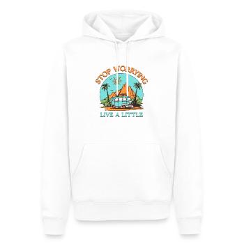 Arrêtez de vous inquiéter et vivez un peu de voyage - Sweat à capuche Premium bio Homme - blanc - Devant - Nico (187cm)