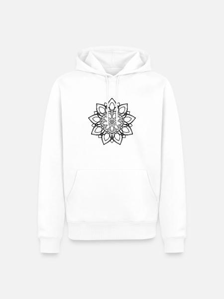 Mandala Lotus schwarz - Männer Premium Bio Hoodie - Weiß