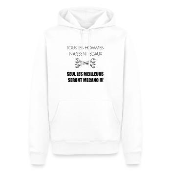cadeau meilleur mecano bricoleur passionné - Sweat à capuche Premium bio Homme - blanc - Devant - Nico (187cm)