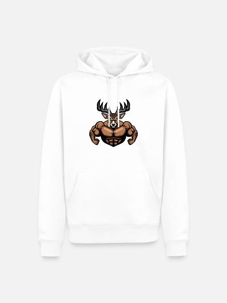 Reh Muskeln Comic - Männer Premium Bio Hoodie - Weiß