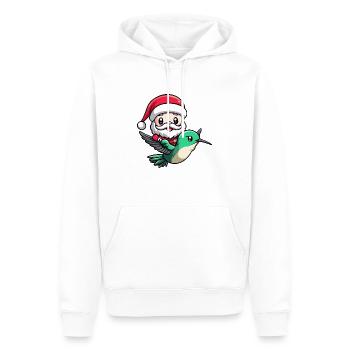 colibri oiseau père noël dessin animé - Sweat à capuche Premium bio Homme - blanc - Devant - Nico (187cm)