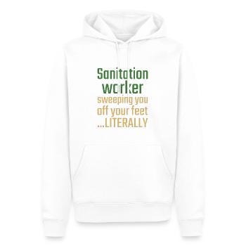 Travailleur de l’assainissement Saint-Valentin Vous balaie - Sweat à capuche Premium bio Homme - blanc - Devant - Nico (187cm)