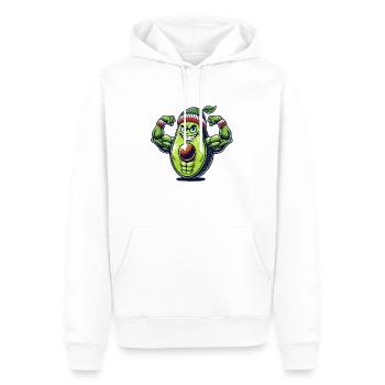 Strong Avocado 💪🥑 - Men’s Premium Organic Hoodie - white - Front - Nico (187cm)
