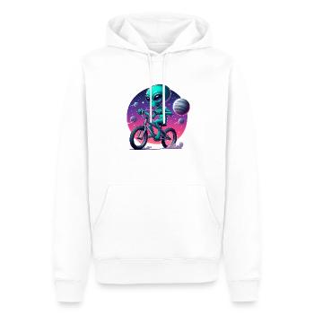 Alien auf dem Fahrrad - Männer Premium Bio Hoodie - Weiß - Vorne - Nico (187cm)
