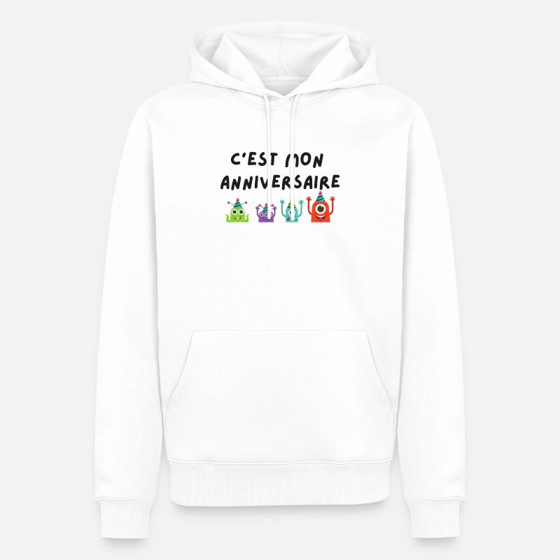 c'est mon anniversaire monstre - Sweat à capuche Premium bio Homme - blanc