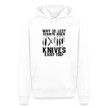 Geschenke für Messer Sammler | Antike Messer Hobby - Männer Premium Bio Hoodie - Weiß - Vorne - Nico (187cm)