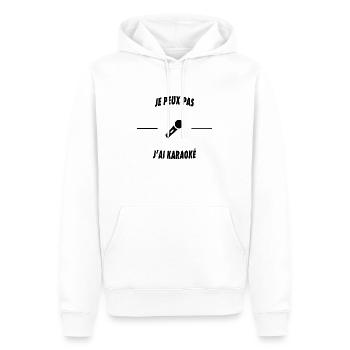 Je peux pas j'ai karaoké - Sweat à capuche Premium bio Homme - blanc - Devant - Nico (187cm)