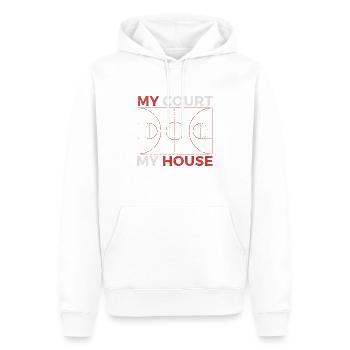 MY COURT MY HOUSE BASKETBALL RED GREY GRUNGE - Männer Premium Bio Hoodie - Weiß - Vorne - Nico (187cm)