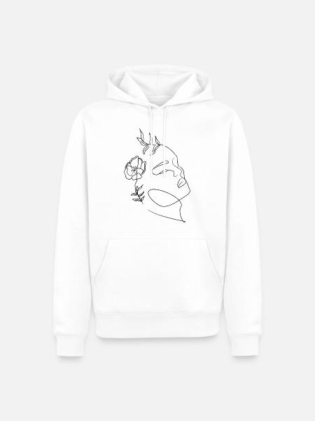 Lineart Design Women's Face - Men’s Premium Organic Hoodie - white