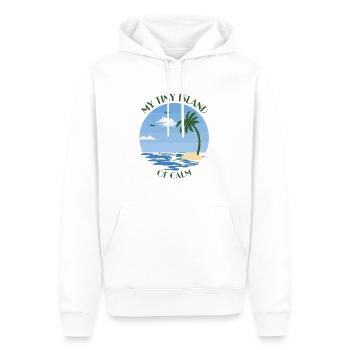 Palme, Strand und Meer - my tiny island of calm - Männer Premium Bio Hoodie - Weiß - Vorne - Nico (187cm)