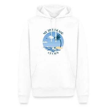 Palme, Strand und Meer - my tiny island of calm - Männer Premium Bio Hoodie - Weiß - Vorne - Nico (187cm)