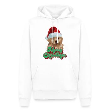 Cadeau de Noël Mignon Drôle de chien Chapeau de Père Noël Joyeux Noël - Sweat à capuche Premium bio Homme - blanc - Devant - Nico (187cm)