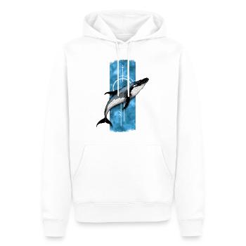 Himmelblauer Leviathan: Blauwal-Majestät - Männer Premium Bio Hoodie - Weiß - Vorne - Nico (187cm)