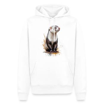 Frettchen Aquarell - Verspieltes Fellknäuel - Männer Premium Bio Hoodie - Weiß - Vorne - Nico (187cm)