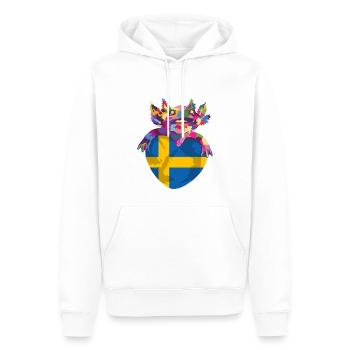 Suède Drapeau Scandinavie Drapeau suédois - Sweat à capuche Premium bio Homme - blanc - Devant - Nico (187cm)