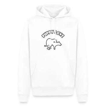 Chiot Amour Grunge Blanc - Sweat à capuche Premium bio Homme - blanc - Devant - Nico (187cm)