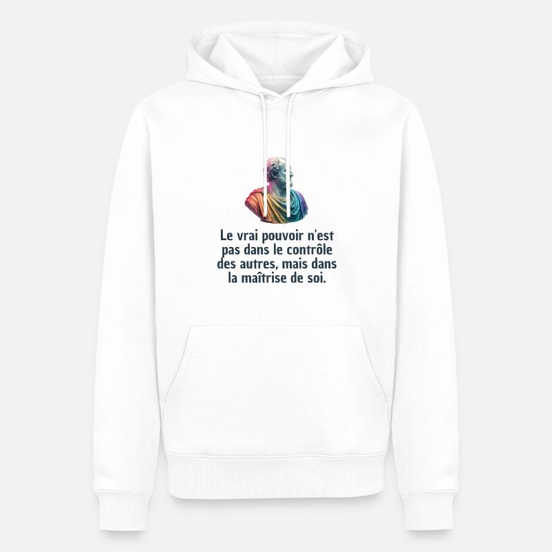 T-shirts Stoïcisme : L'inspiration à portée de soi - Sweat à capuche Premium bio Homme - blanc