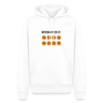 Bitcoin Fixes It - Bitcoiner, BTC Only Gift - Men’s Premium Organic Hoodie - white - Front - Nico (187cm)