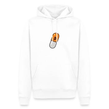 Orange Pill - Bitcoin, Bitcoiner Geschenkidee - Männer Premium Bio Hoodie - Weiß - Vorne - Nico (187cm)