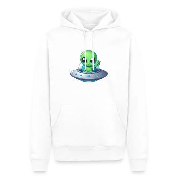 Alien zeigt Peace - Männer Premium Bio Hoodie - Weiß - Vorne - Nico (187cm)