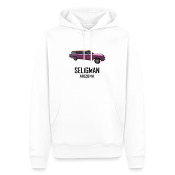 Voiture ancienne, Seligman, Arizona, road 66 USA - Sweat à capuche Premium bio Homme - blanc - Devant - Nico (187cm)