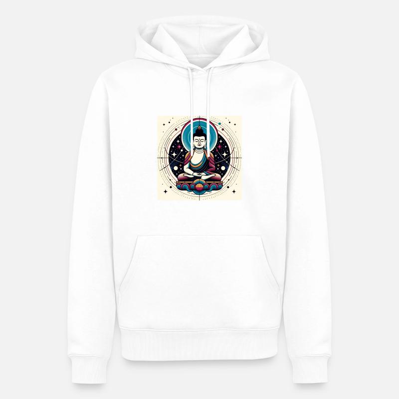 Bunter Space-Buddha - Männer Premium Bio Hoodie - Weiß