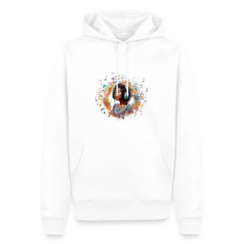 Fille avec des écouteurs écoutant de la musique 1 - Sweat à capuche Premium bio Homme - blanc - Devant - Nico (187cm)