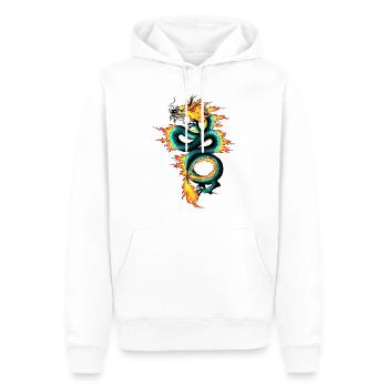Dragon - Long - Sweat à capuche Premium bio Homme - blanc - Devant - Nico (187cm)