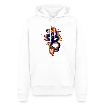 Chinesischer Drache Blau mit Feuer - Männer Premium Bio Hoodie - Weiß - Vorne - Nico (187cm)