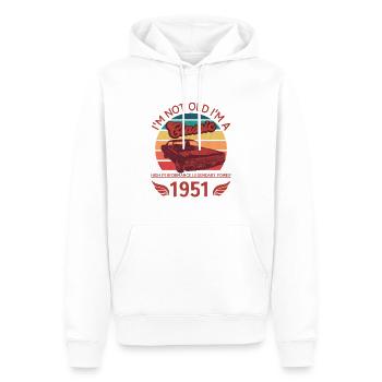 Ich bin nicht alt, ich bin ein Klassiker - Männer Premium Bio Hoodie - Weiß - Vorne - Nico (187cm)